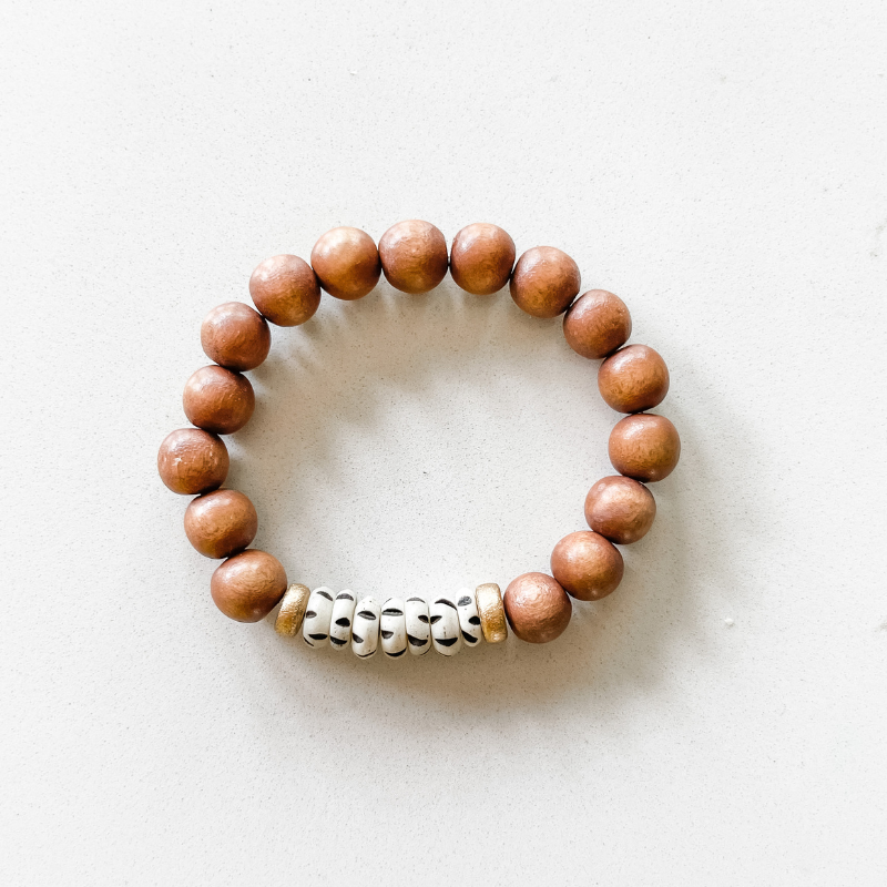 Brown + Carved Mala Bone