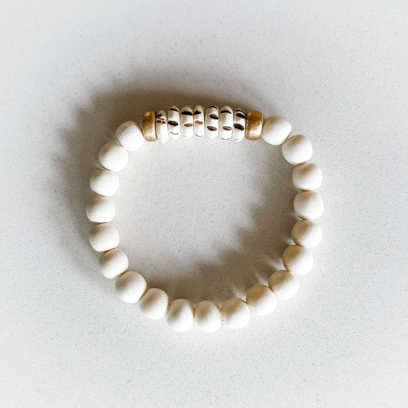 Cream + Carved Mala Bone