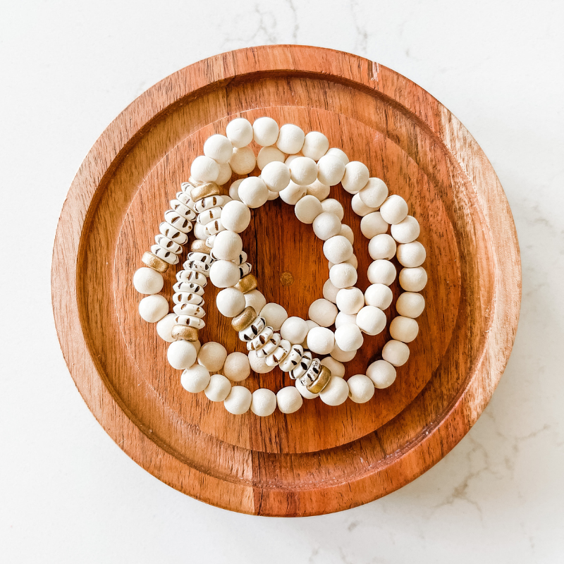 Cream + Carved Mala Bone