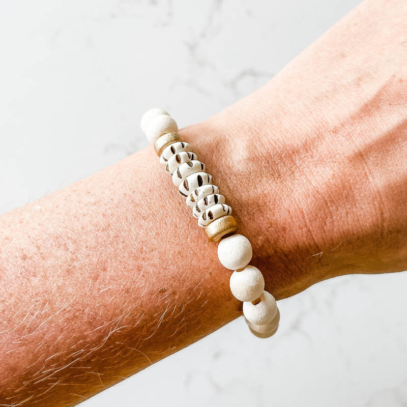 Cream + Carved Mala Bone