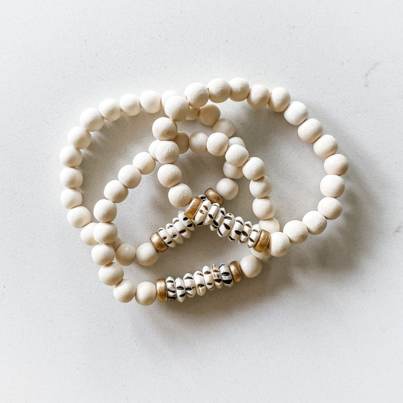Cream + Carved Mala Bone